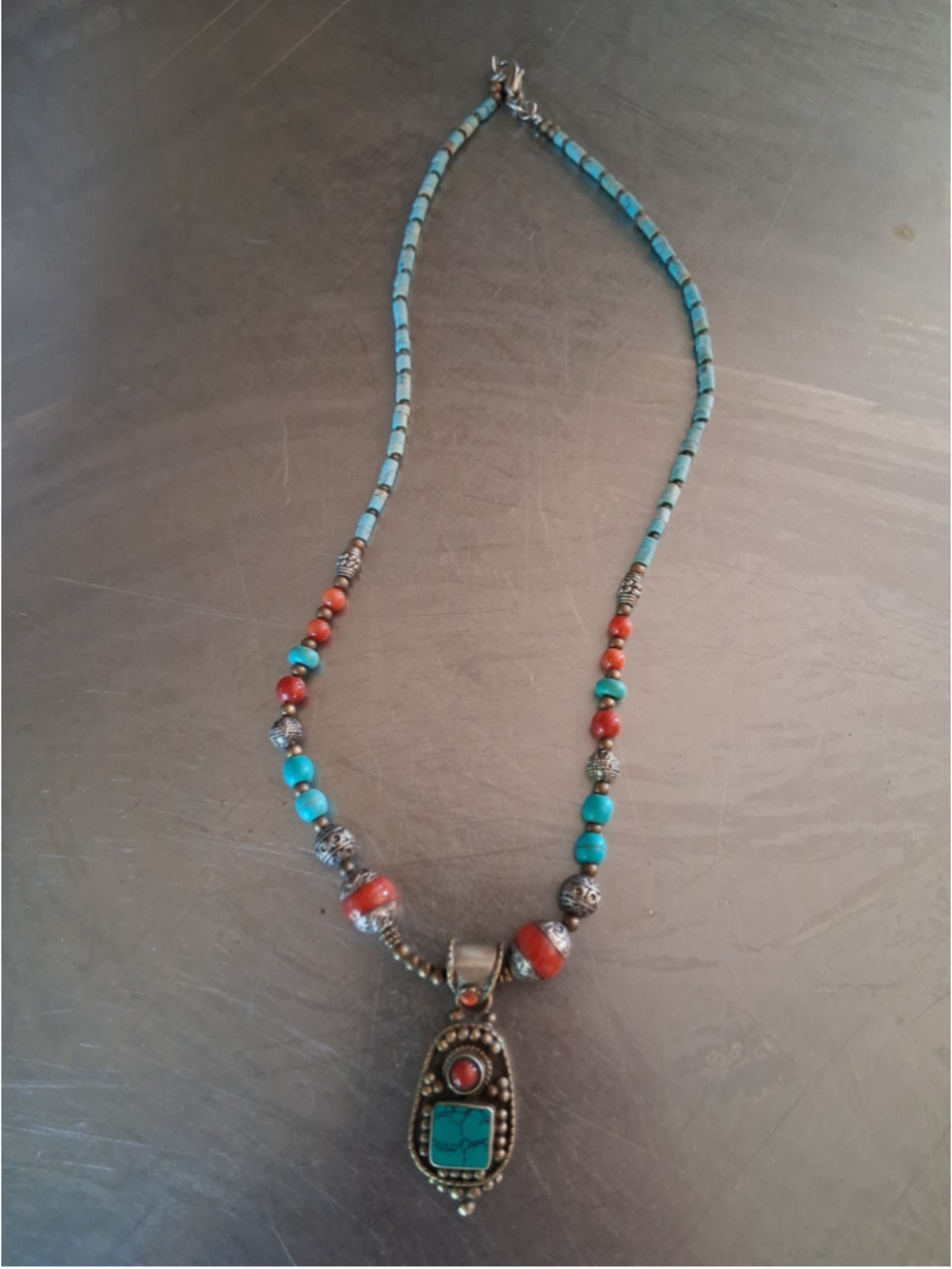 Tibetan Vintage With Natural Turquoise lapis Coral necklace